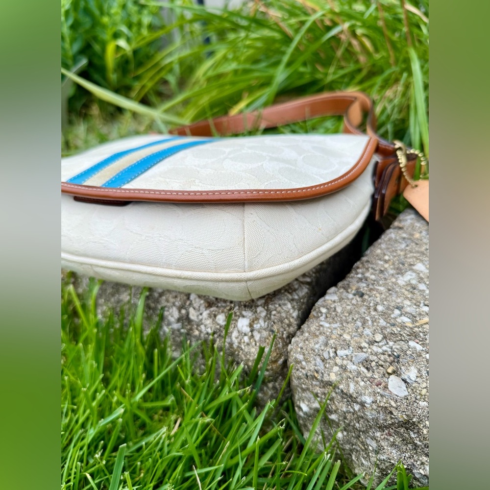 Vintage Coach Saddle Bag Suede Stripe Y2K 2004 - Picture 7 of 11